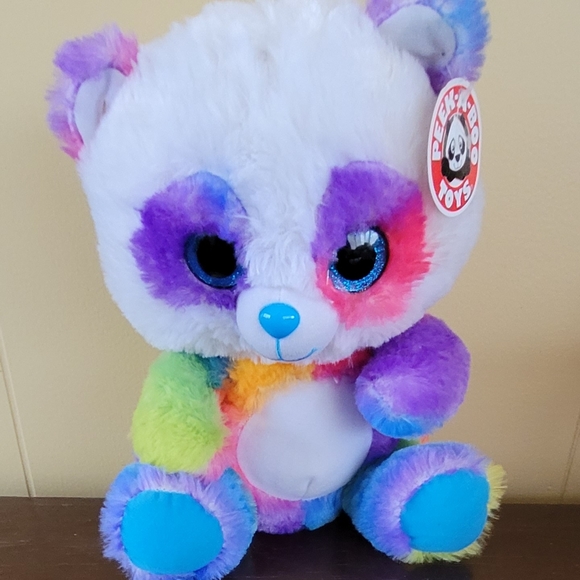 Peek A Boo Toys Multicolor Stuffed Plush Teddy Bear Plush Glitter Eyes 10-1/2” - Picture 1 of 5